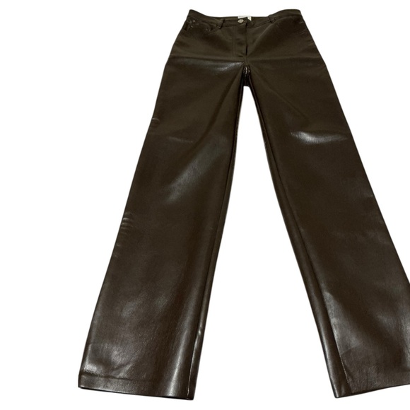 Aritzia Wilfred Dark Brown Faux Leather Pants - Picture 8 of 9